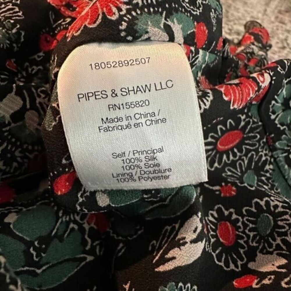 Veronica Beard Ballard‎ Silk One Shoulder Floral Ruffle Dress Black Red Size 8 - Picture 11 of 13